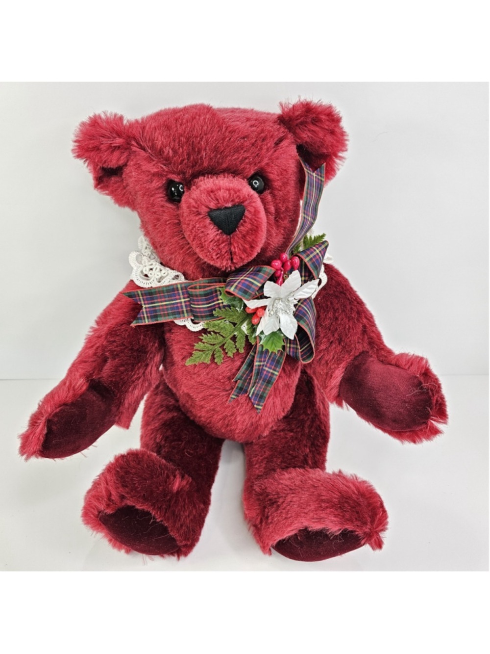 Vintage Bears & Bedtime Christmas Bear Plush Jointed Arms Neck Salmon Arm BC...
